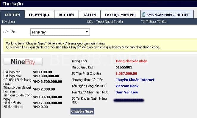 GỬI TIỀN M88 6 gửi tiền vào tài khoản m88 04