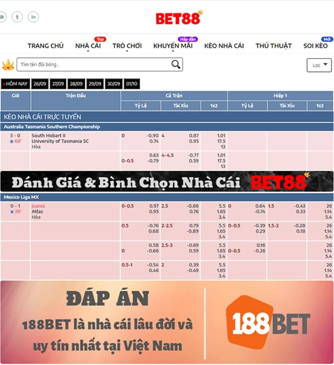 BET88 trang kèo nhà cái uy tín
